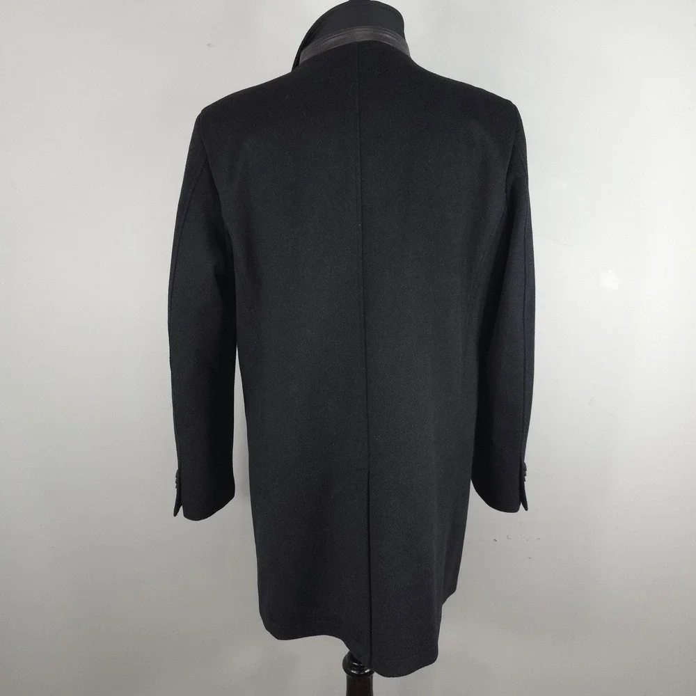 Joseph Abboud Coat Mens XL Black Wool Blend Removable Bib Overcoat Jacket Casual